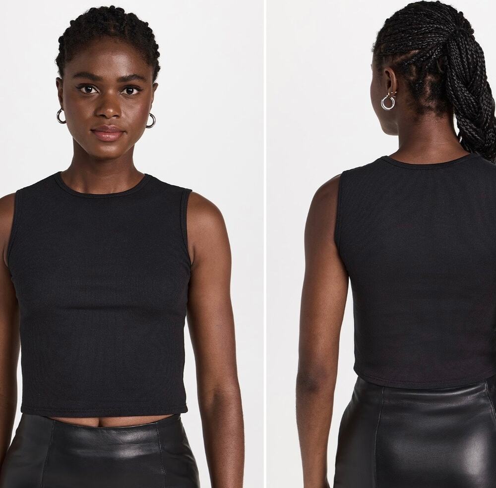 Reformation Ryland Cropped Tank Top - New, Size Small, Black - Picture 1 of 7